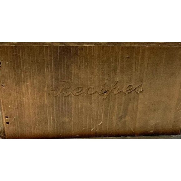 Vintage Wooden Recipe Box with Recipes from the 70s & Older 7.5"H X 6"W X 7.75"L - Picture 2 of 7